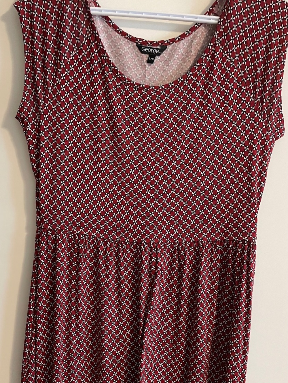George Red Geometric Pattern A-line Dress